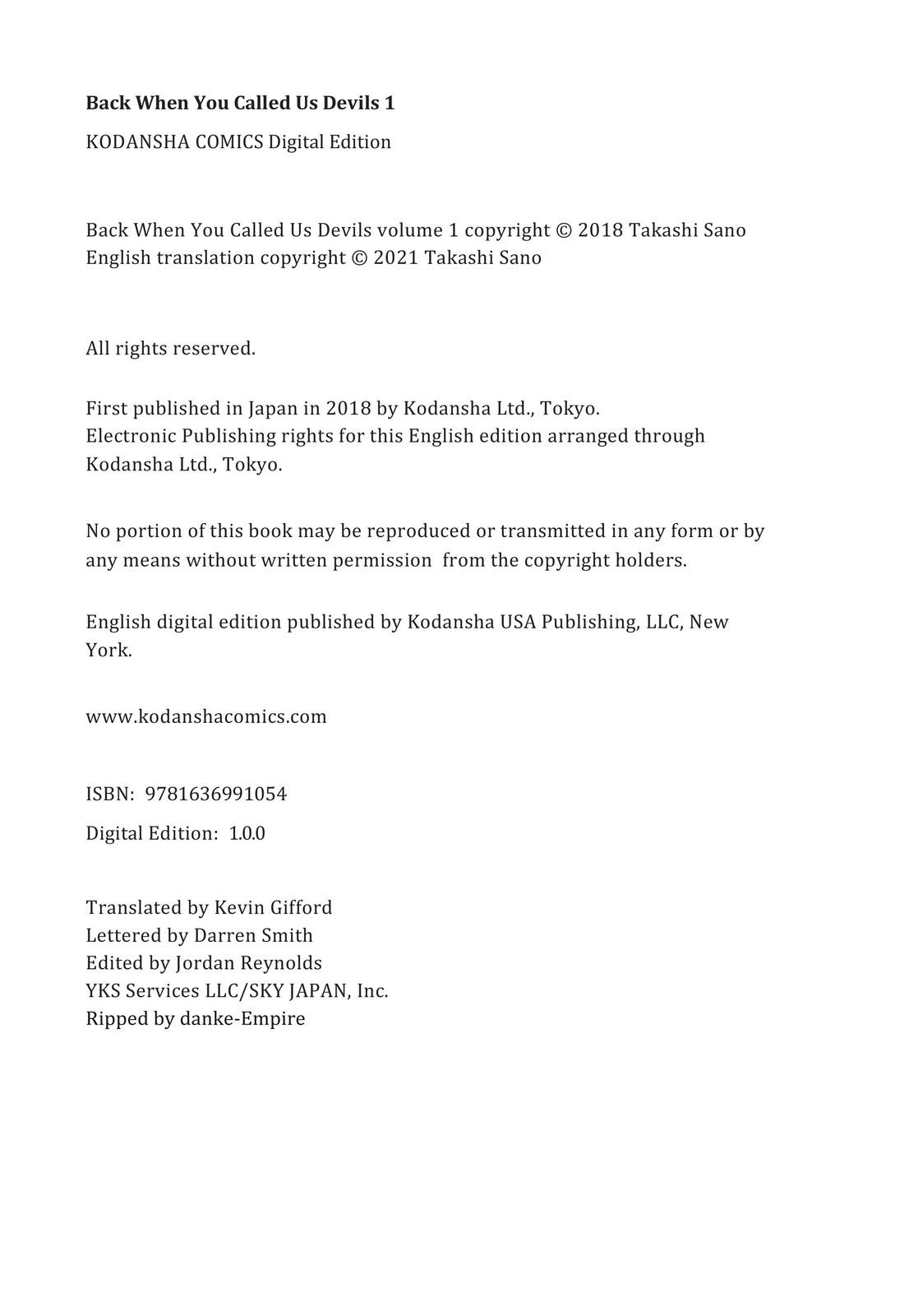 Read Back When You Called Us Devils Manga Online