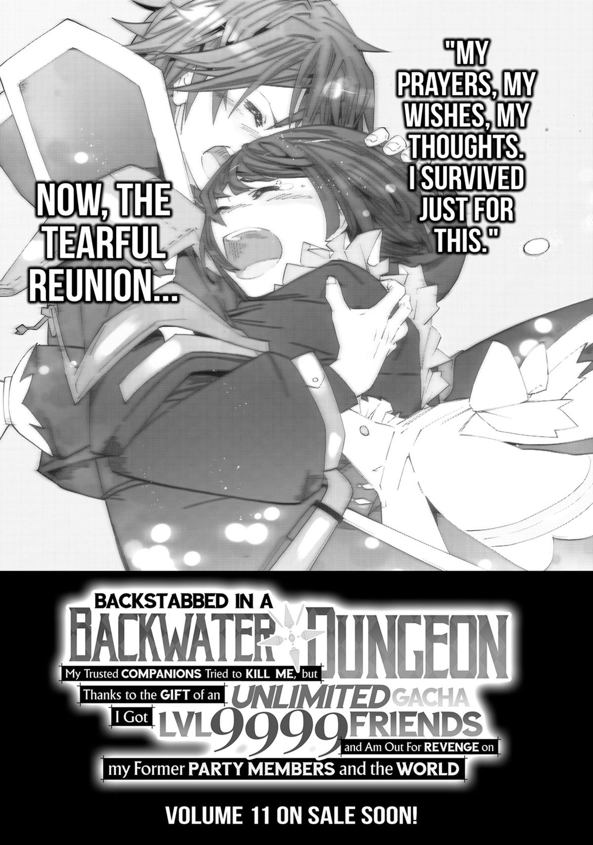 Read Backstabbed in a Backwater Dungeon - My Party Tried to Kill Me, But Thanks to an Infinite Gacha I Got LVL 9999 Friends and Am Out For Revenge Manga Online