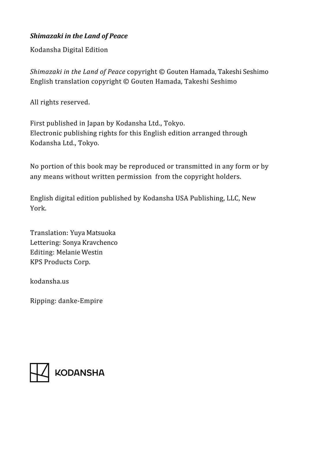 Read Shimazaki In The Land Of Peace Manga Online
