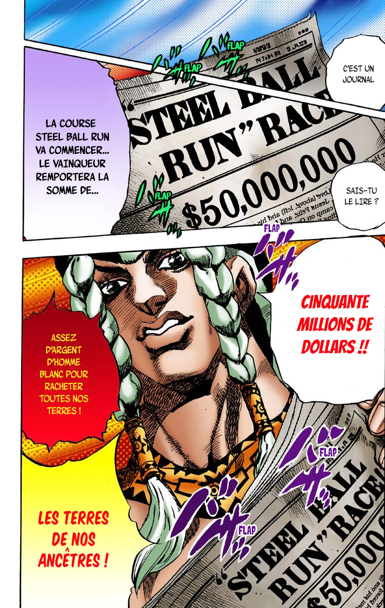 Read JoJo's Bizarre Adventure Part 7 Steel Ball Run Official Colored FR Manga Online