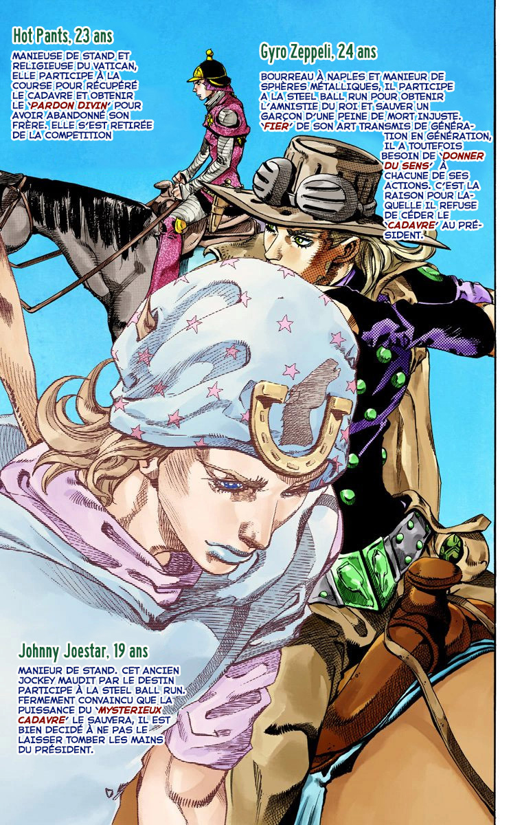 Read JoJo's Bizarre Adventure Part 7 Steel Ball Run Official Colored FR Manga Online